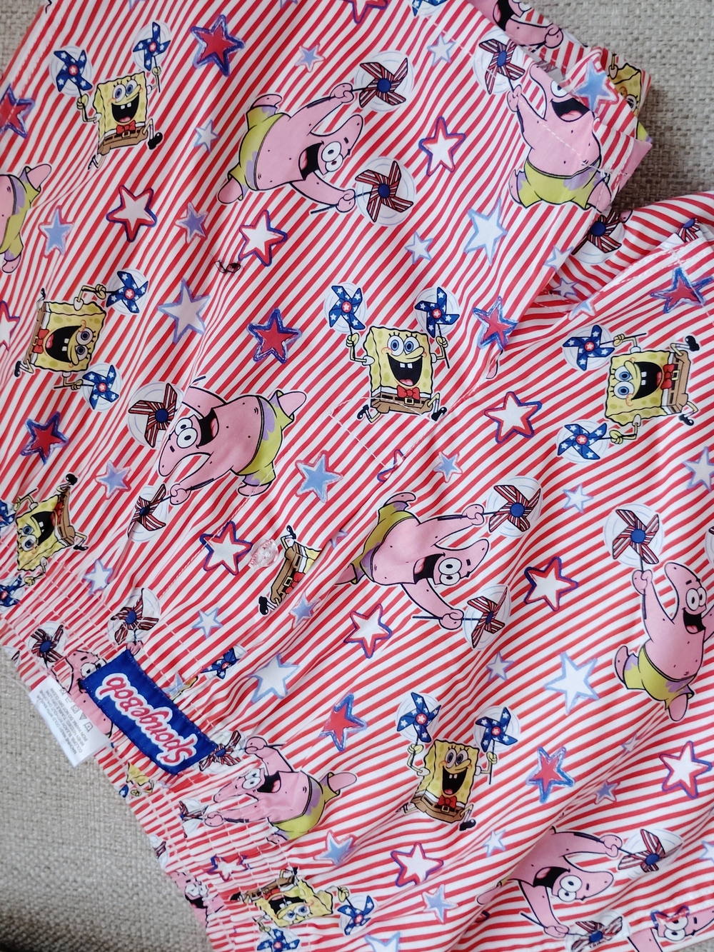 SpongeBob SquarePants Sleep Shorts, 4 Of July Small NWT New, Y2K